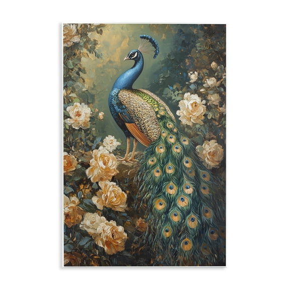 Stupell Industries Blue Morris Inspired Peacock Wall Plaque Art, design by Petal Prints Design