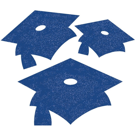 Blue Mortarboard Graduation Cutouts, 12 pk