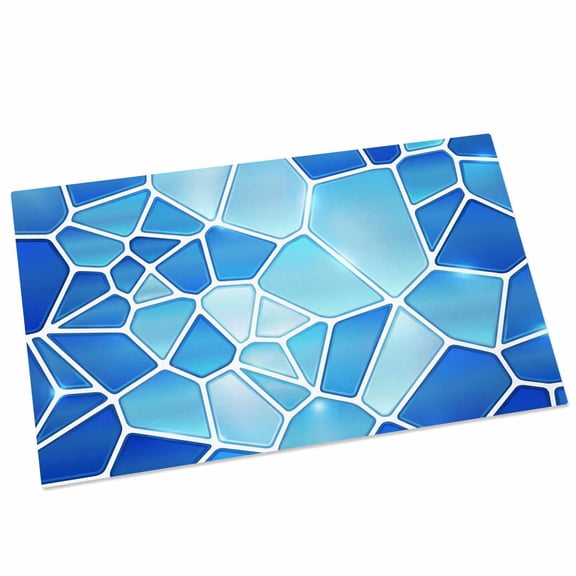 Blue Mosaic Door Mat 16x24 Inch Modern Abstract Crimson Tiles Geometric Art Entryway Rug with Non-Slip Rubber, Front Door Mat Indoor Floor Mats for Living Room Bathroom Bedroom Home Office