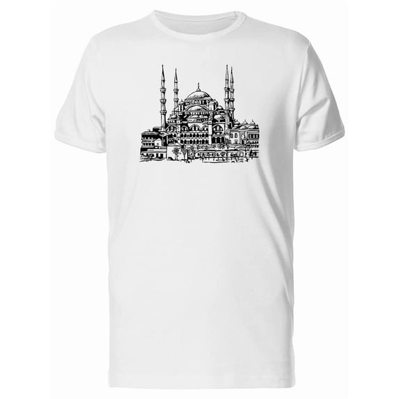 Blue Mosque Istanbul City Sketch T-Shirt Men -Image by Shutterstock, Male XX-Large