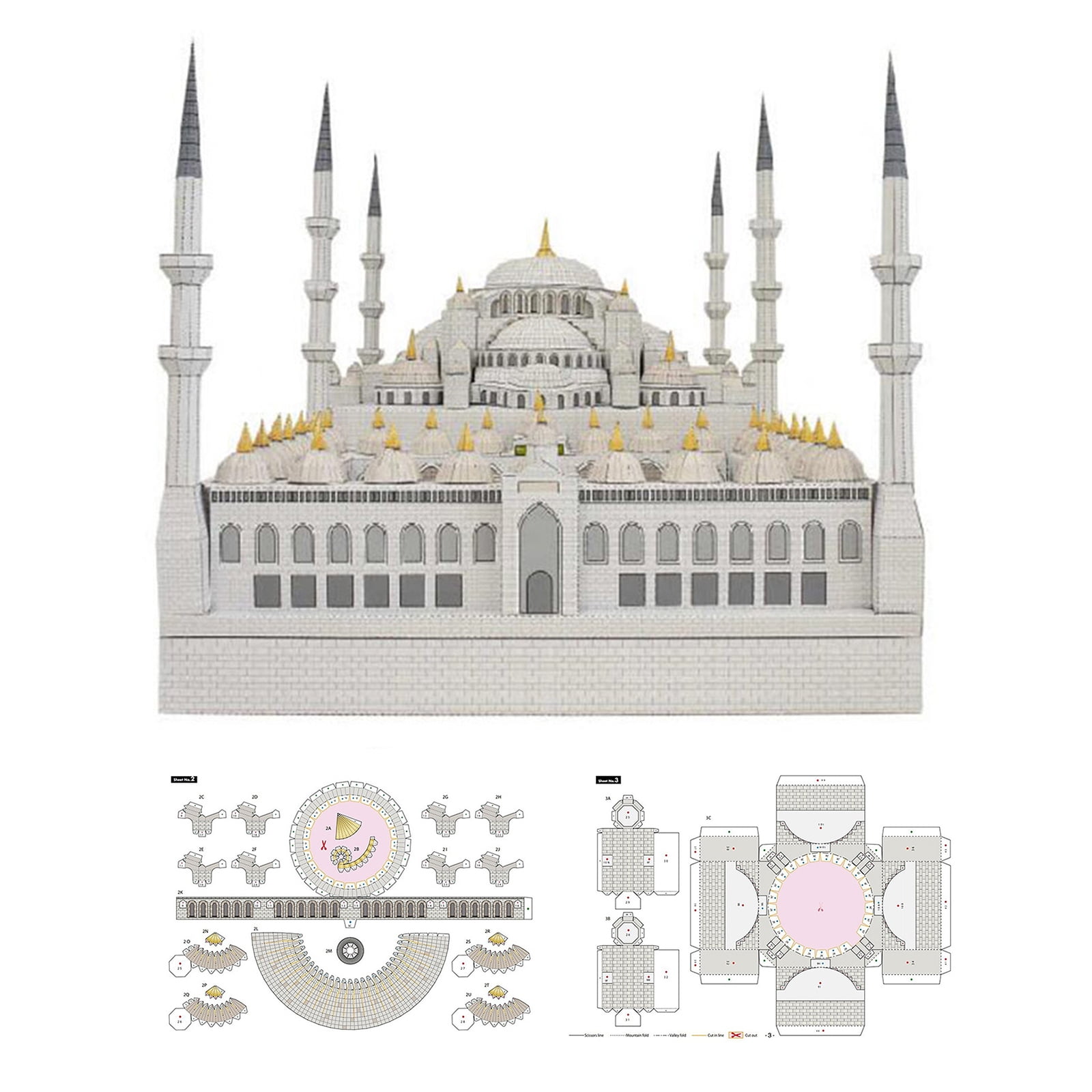 Blue Mosque Sudan 3D Paper Model DIY Building Paper Model DIY Model Kits TAPDRA Spare Part