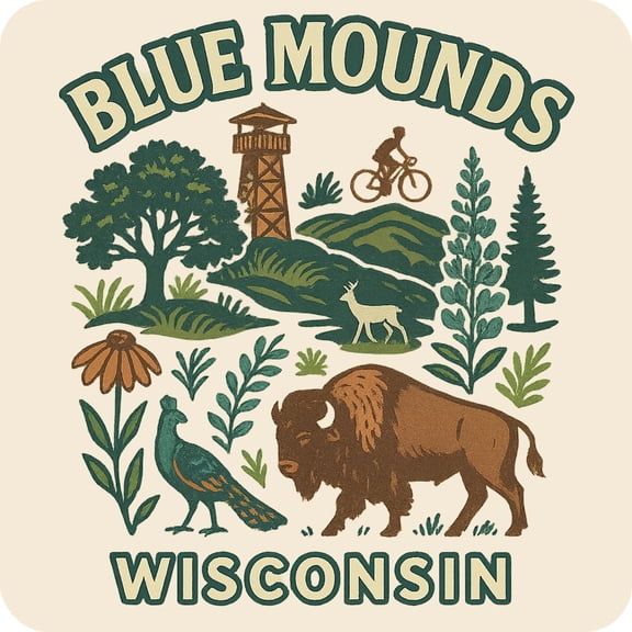 Blue Mounds Wisconsin Keepsakes Souvenir Vinyl Sticker – Destination Travel Keepsake Collectible (3-Inches Wide)