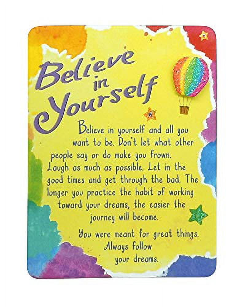 Mini Easel Print With Magnet: "Believe In Yourself" - 3.6 X 4.9 Inch Inspirational Desk Or Fridge Art