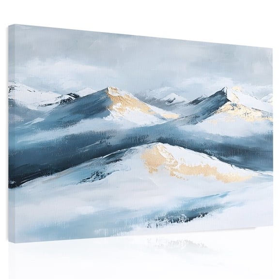 Blue Mountain Canvas Print Wall Art, Abstract Sky Snow Scenery Gradient Art Wall Decor Modern Artwork Paintings Pictures for Living Room Framed and Stretched Ready to Hang, 12" x 16"