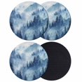 thumbnail image 1 of Blue Mountain Coasters Set of 4, Absorbent Coasters for Drinks, Misty Forest Nature Woodland Pine Tree Landscape Coaster for Desk Coffee Table Protection, Home Decor House Warming Gifts 4", 1 of 8