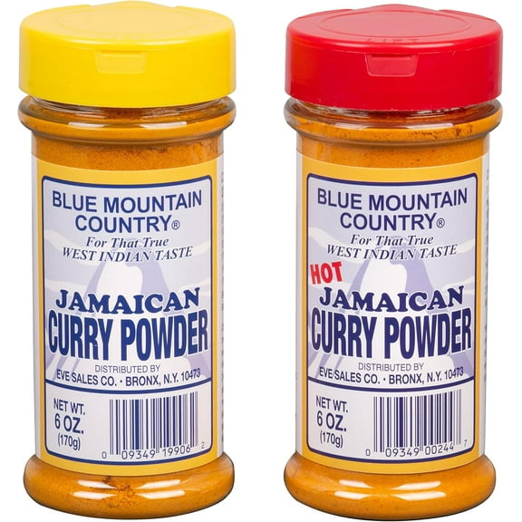 Blue Mountain Country Jamaican Curry Powder (Hot & Mild), 6 oz Pack of 2