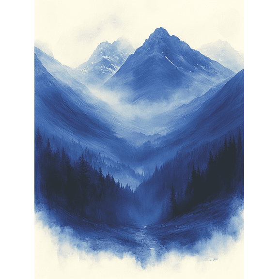 Blue Mountain Forest Canvas Print/Wall ArtSuitable for Living RoomBedroomOfficeBathroomHotel Decoration