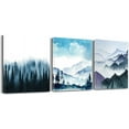 thumbnail image 1 of Blue Mountain Forest Wall Art Prints Decor, Nature Canvas Poster, Pine Tree Aesthetic Contemporary Paintings Pictures for Bedroom Bathroom Home Room Set of 3 Framed (12x16), 1 of 6