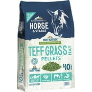 Blue Mountain High Altitude Horse Hay Pellets Ultra Premium Alfalfa, Timothy, Orchard, Teff Hay Nutrient Dense Cattle, Sheep, Alpaca, Rabbits 40 LB, Teff Grass