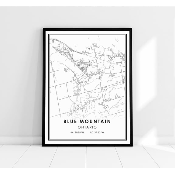 Blue Mountain Ontario Map Print Poster Canvas Ontario Blue Mountain Map Print Poster Canvas Blue Mountain City Map Print Poster Canvas Print Poster, Poster Only