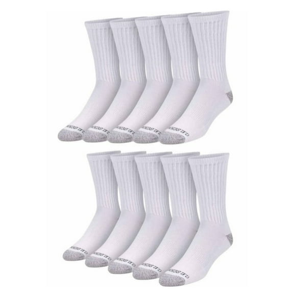 Blue Mountain PL-SCM-1029-10-WGHT Men's Cushioned Crew Socks White Large 10-Pair
