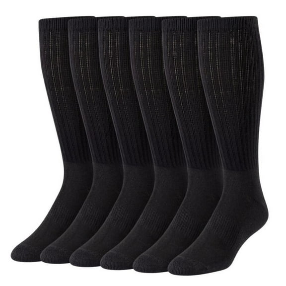 Blue Mountain PL-SCM-6370-10-GRY Men's Cushioned Over-the-Calf Socks Black 6Pair