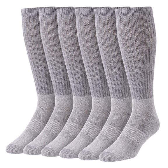 Blue Mountain PL-SCM-6370-10-GRY Men's Cushioned Over-the-Calf Socks Gray 6-Pair
