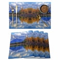 thumbnail image 1 of Blue Mountain Placemats Set of 4 Modern Art Yellow Forest Lake Place Mats Indoor Wipeable Table Mats Washable Cloth Dining Table Placemats for Kitchen Holiday Party Home Decor 13x19 Inch, 1 of 9
