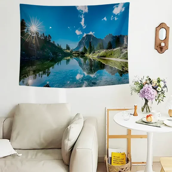 Blue Mountain Sun Wall Tapestry 72 inches  59 inches - Sunset Sun Home Decor for Bedroom Living Room - Warm Wall Art for Any Room