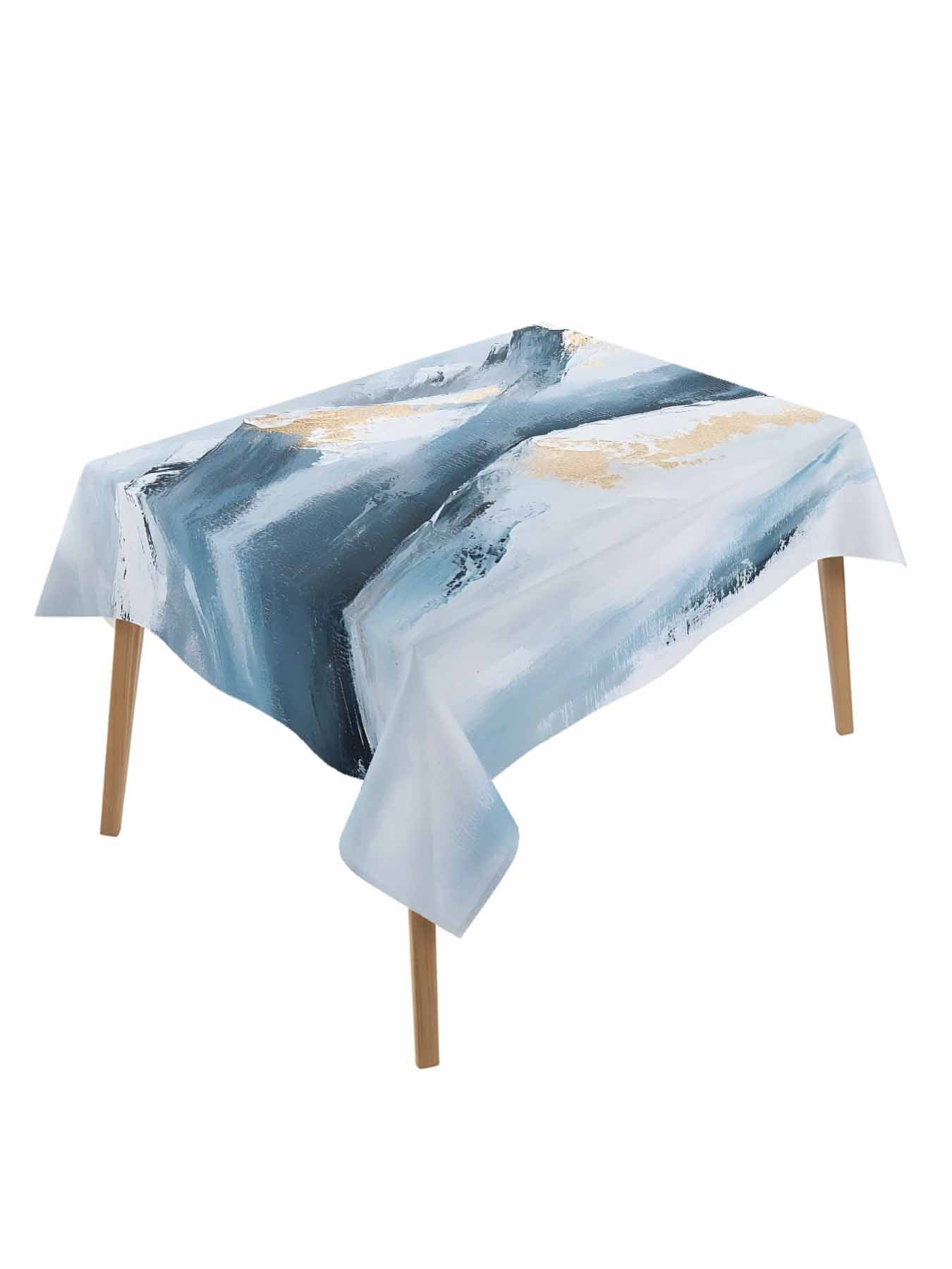 Blue Mountain Table Cloth 60x84 Inch Rectangle, Abstract Sky Snow ...