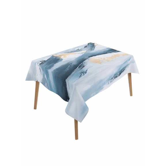 Blue Mountain Table Cloth 60x84 Inch Rectangle, Abstract Sky Snow Scenery Gradient Art Waterproof Tablecloth Washable Table Cover for Party Picnic Dinner Decor