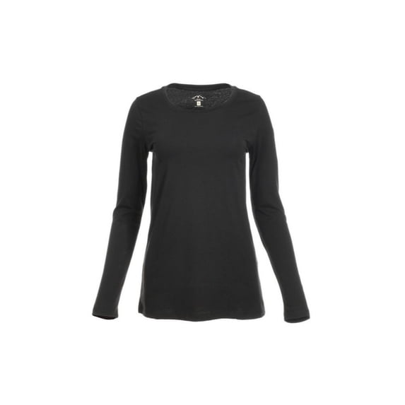 Blue Mountain YLK-1071 Black Women's Long-Sleeve Solid Scoop Neck T-Shirt,Medium