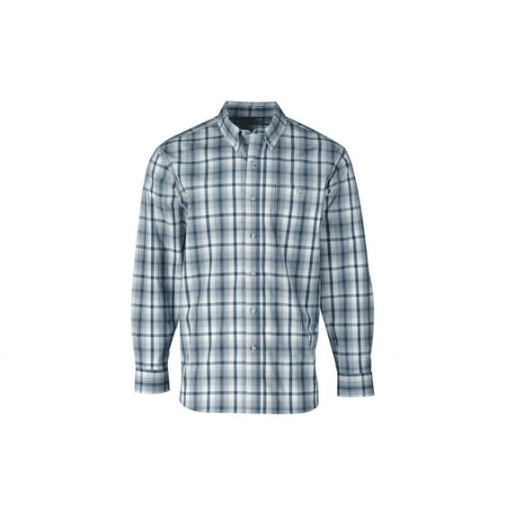 Blue Mountain YMW-1293 Blue Check-Colored Long-Sleeve Stretch Poplin Shirt, 2XL