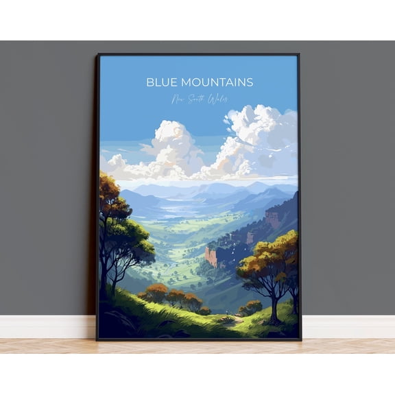 Blue Mountains Print Wall Art, Travel Poster of Blue Mountains, New South Wales, Blue Mountains Gift, Australia Art Lovers Gift, 8x12 UNFRAMED