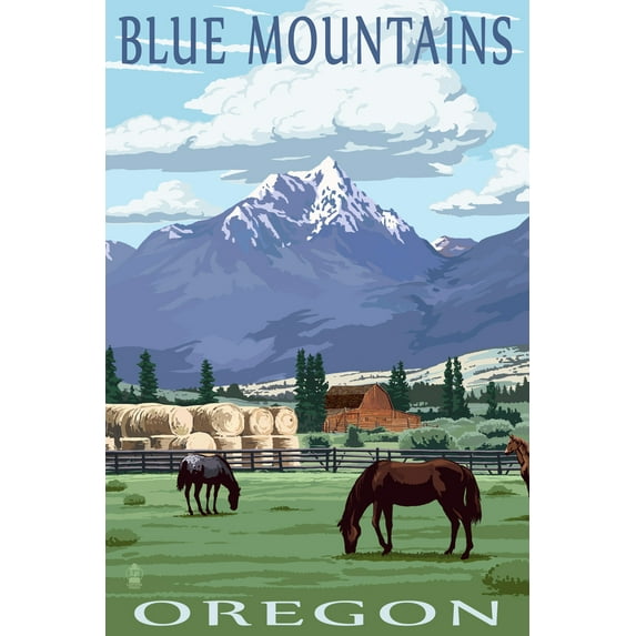 Blue Mountains Scene, Oregon (12x18 Wall Art Poster, Room Decor)