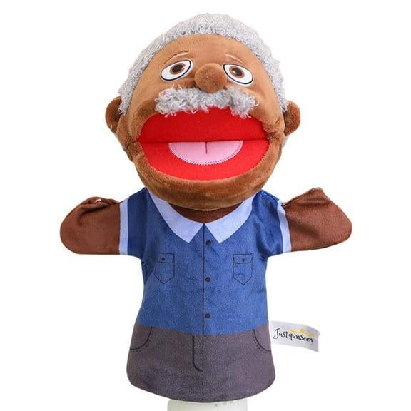 Blue Movable Mouth Character Plush Puppet For Interactive Role Play Parent Child Toy Soft Cloth Hand Doll Fun