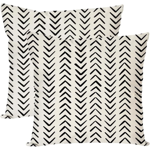Blue Mudcloth Throw Pillow Covers 18x18 Inch Set of 2 Indigo Modern Boho Herringbone Chevron Outdoor Decorations Decorative Throw Pillows Cases Cushion Covers for Home Room Couch Decor