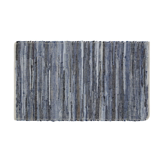 Blue Multi Abstract Denim Accent Rug, 2' x 3'