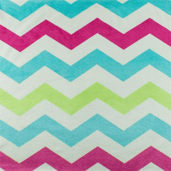 Blue/Multi Chevron Stripe Minky, Fabric By the Yard