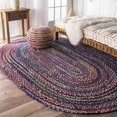 thumbnail image 1 of Blue Multi Cotton Area Rug – Handwoven, Soft & Reversible – Boho Chic Accent Rug for Living Room, Bedroom, or Entryway, 1 of 4