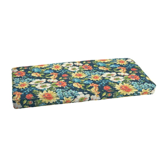 Blue Multi Floral Indoor, Outdoor Bench Cushion, Corded