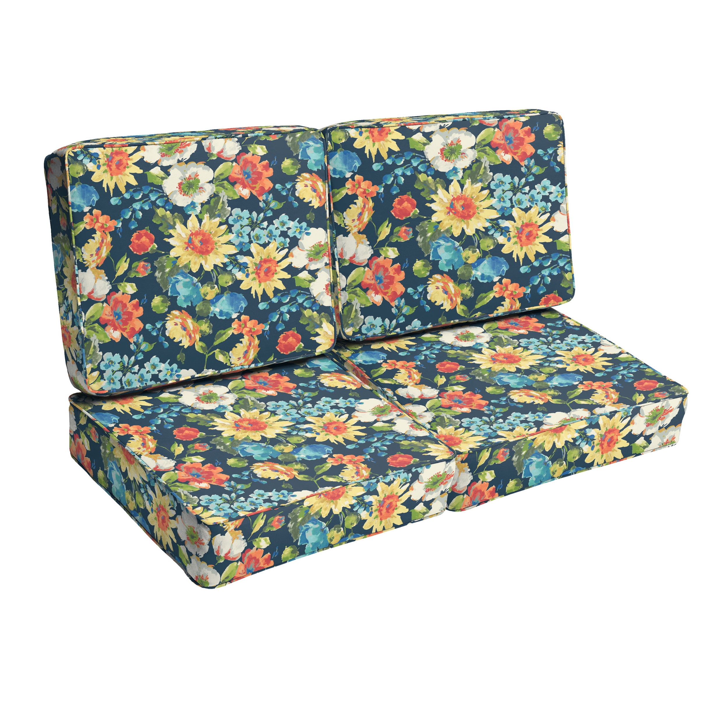 Blue Multi Floral Indoor/Outdoor Loveseat, Corded