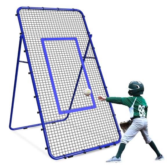 Blue Multi-Sport Rebounder Net, Adjustable Soccer Baseball Volleyball Training Net, Bounce Back Net for Kids & Adults