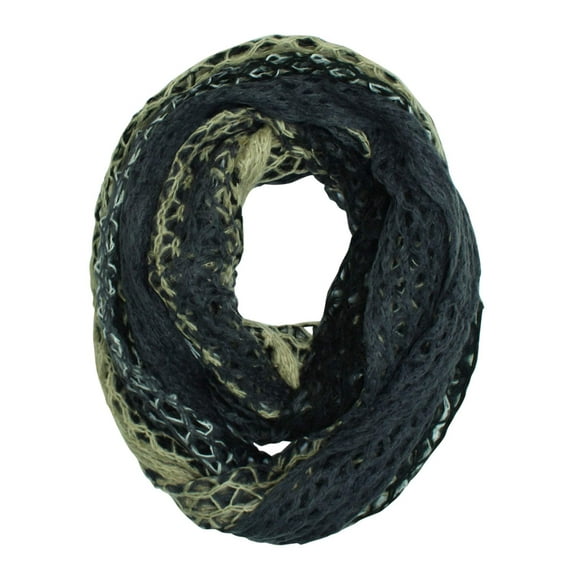 Blue Multi Tone Open Knit Infinity Scarf