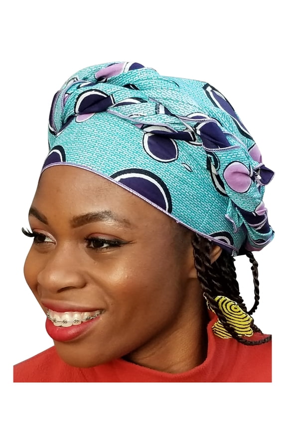 Blue Multicolor African Print Ankara Head Wrap One Size