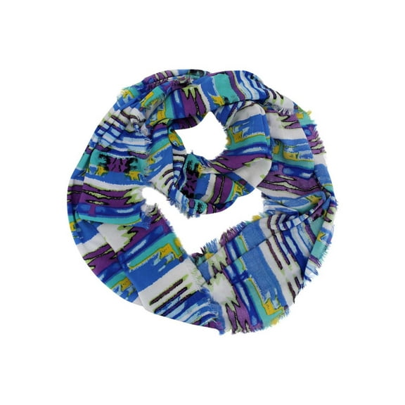 Blue Multicolor Print Infinity Scarf