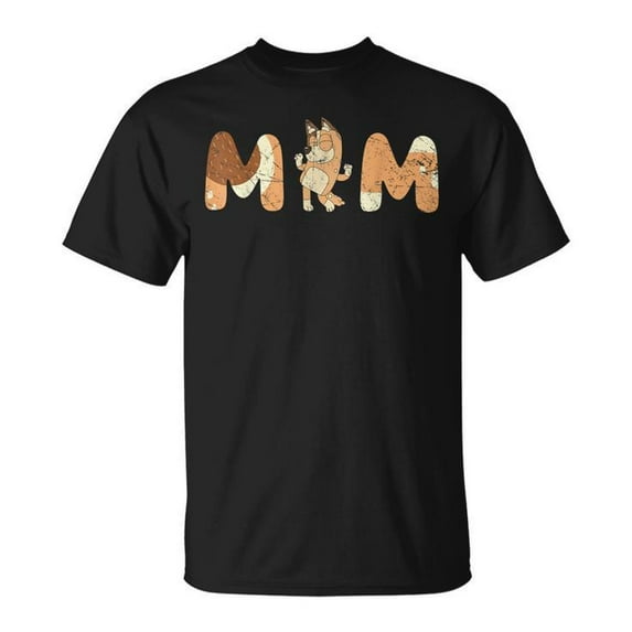 Blue Mum T-Shirt – Tan Blue Heeler Family Dog Shirt, Grunge Style Motherhood Tee, Aussie Cattle Dog Lover Graphic Top