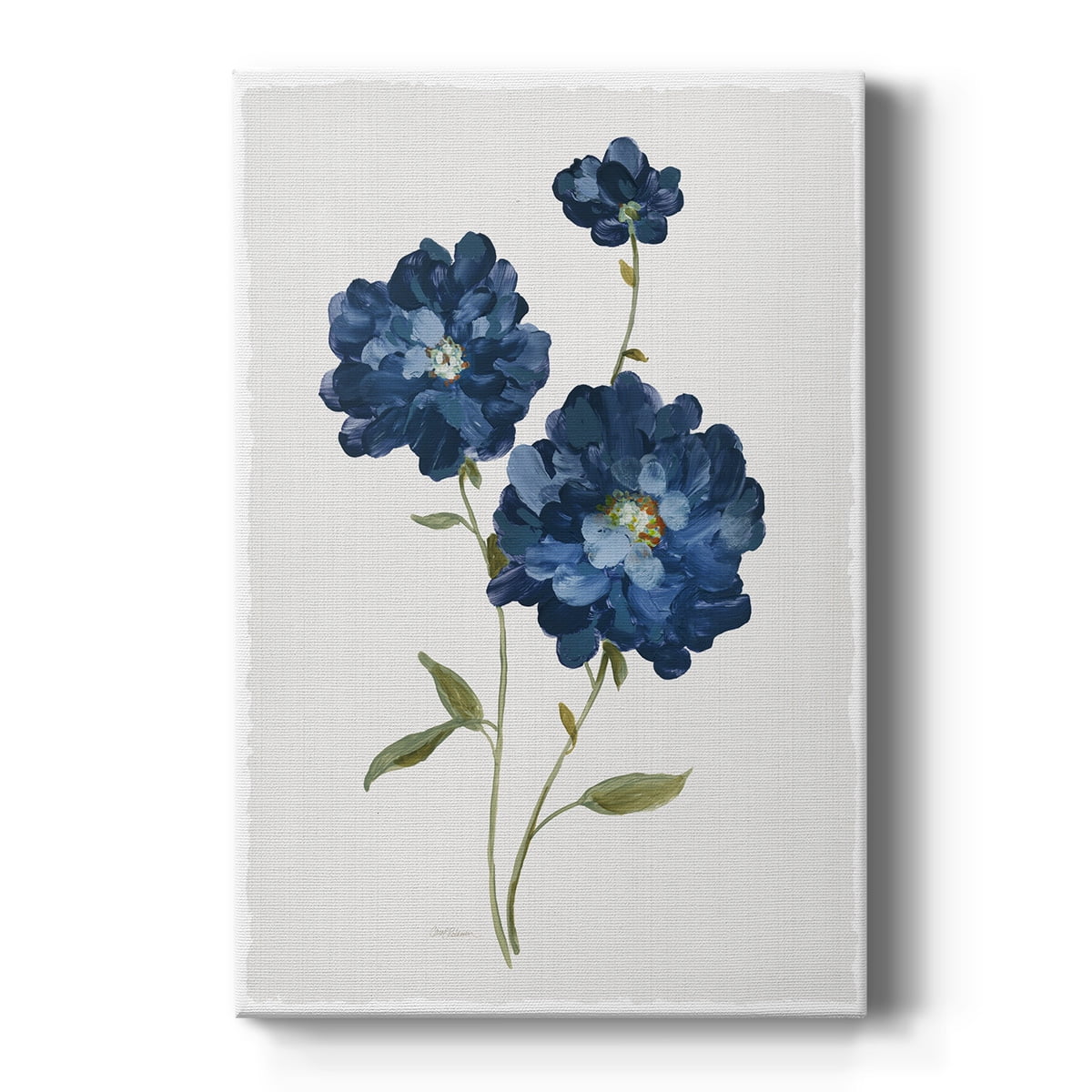 Blue Mums White Canvas Unframed Wall Art 12 x 18