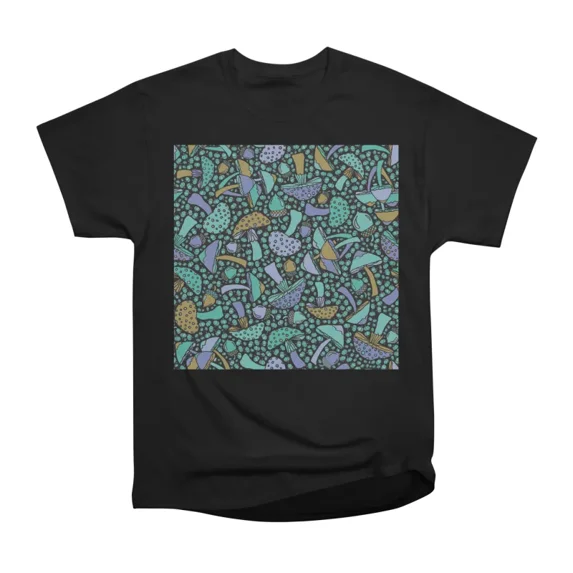 Blue Mushrooms Maximalist Pattern T-Shirt Tee Gift For Him Merch For ...