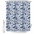 thumbnail image 1 of Blue Mushrooms Shower Curtain, Waterproof Shower Curtains for Bathroom, Retro Thanksgiving Country Plants Washable Fabric Bathtub Curtain Set Bath Decor with 12 Hooks Standard 72"x72", 1 of 8