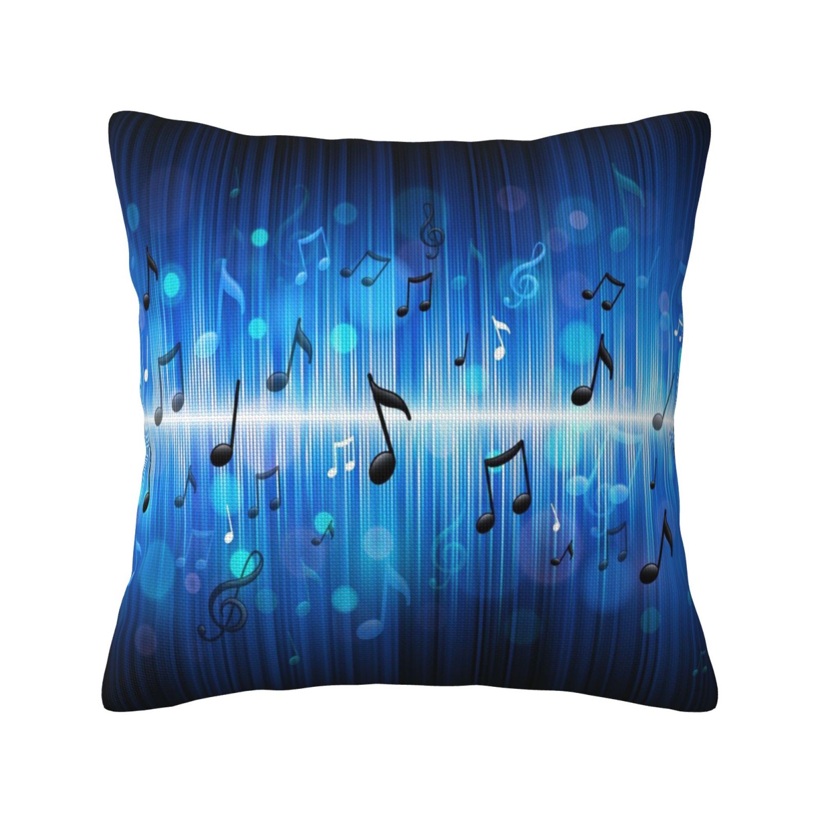 Blue Music Note Pillow Cover Decorative Throw Pillowcase Soft Polyester