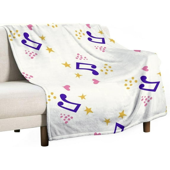 Blue Musical Notes Pattern Flannel Fleece Throw Blanket 50x60 Inches Soft Blanket for Couch,Cozy,Warm,Lightweight