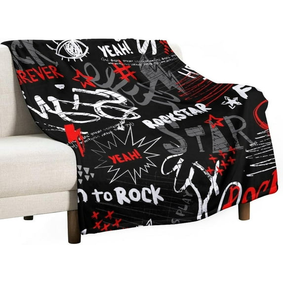 Blue Musical Notes Pattern Flannel Fleece Throw Blanket 50x60 Inches Soft Blanket for Couch,Cozy,Warm,Lightweight