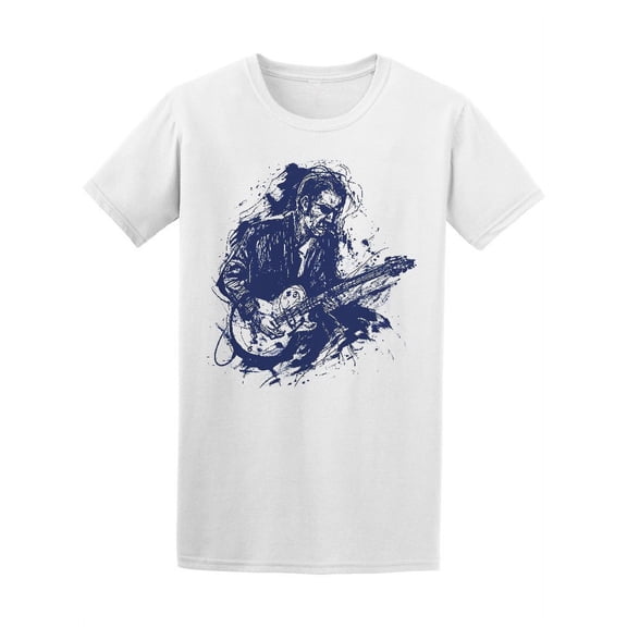 Blue Musician With Guitar Tee Men's -Image by Shutterstock