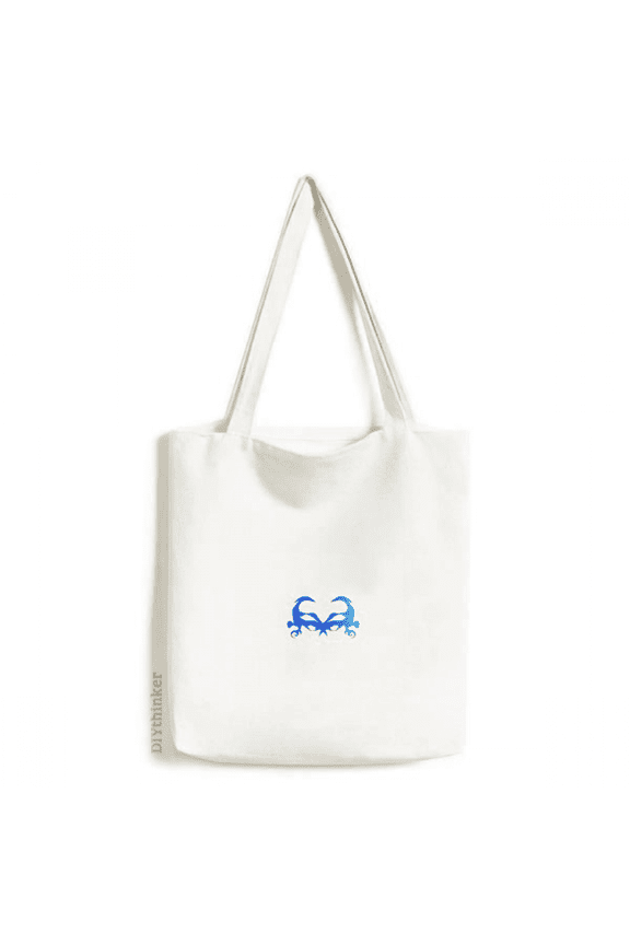 Blue Mysterious Pattern Head Tote Canvas Bag Shopping Satchel Casual Handbag