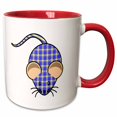 thumbnail image 1 of 3drose, Blue N Yellow Plaid Mouse, 11oz Two-tone Red Mug, 1 of 6