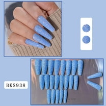 24pcs Reusable Blue Nail Art Artificial Nails Unique Trendy Pattern Nail  Pieces for Nail Art Beginners Practice 