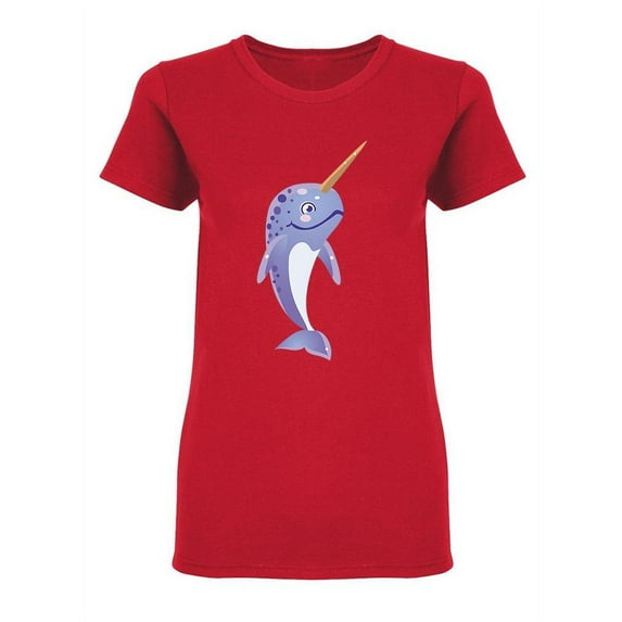 Blue Narwhal Character Shaped T-Shirt Women -Image by Shutterstock, Female XX-Large