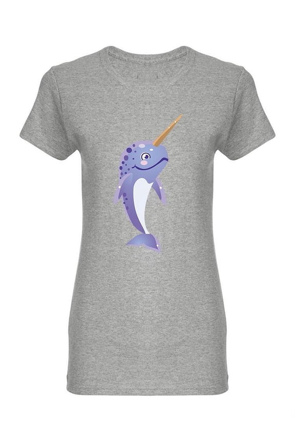 Blue Narwhal Character Shaped Tee Women's -Image by Shutterstock