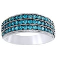thumbnail image 1 of AFFY Blue Natural Diamond Three Row Ring in 10K White Gold (1 cttw), 1 of 1